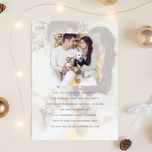 Holiday Party Dubbele foto-uitnodiging met overlay Kaart