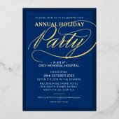 HOLIDAY PARTY elegant event fancy script marine go Folie Uitnodiging (Voorkant)