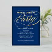 HOLIDAY PARTY elegant event fancy script marine go Folie Uitnodiging (Staand Voorkant)