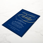 HOLIDAY PARTY elegant event fancy script marine go Folie Uitnodiging (Gedraaid)