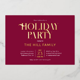 Holiday Party Elegant Red Folie Uitnodiging
