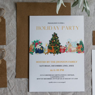 HOLIday party Familie kerstfeest Feestdagenkaart