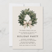 Holiday Party Festive Christmas Wreath Invitation Kaart (Voorkant)