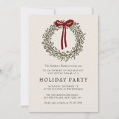 Holiday Party Festive Christmas Wreath Invitation Kaart (Voorkant)
