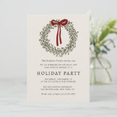 Holiday Party Festive Christmas Wreath Invitation Kaart (Staand voorkant)