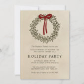Holiday Party Festive Christmas Wreath Invitation Kaart (Voorkant)