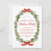 Holiday Party Festive Christmas Wreath Ribbon Kaart (Voorkant)