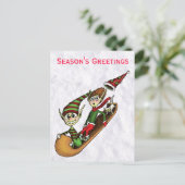 Holiday Party Invitation - Crazy Elf Sled Ride Briefkaart (Staand voorkant)