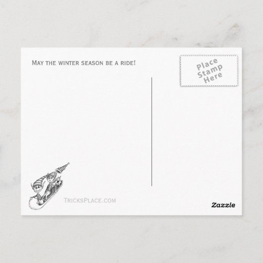 Holiday Party Invitation - Crazy Elf Sled Ride Briefkaart (Achterkant)