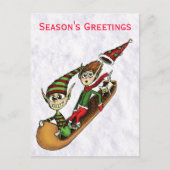 Holiday Party Invitation - Crazy Elf Sled Ride Briefkaart (Voorkant)
