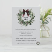 Holiday Party Invitation Elegant Christmas Wreath Kaart (Staand voorkant)