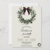 Holiday Party Invitation Elegant Christmas Wreath Kaart (Voorkant)