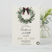 Holiday Party Invitation Elegant Christmas Wreath Kaart (Staand voorkant)
