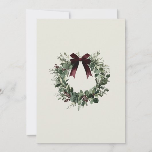 Holiday Party Invitation Elegant Christmas Wreath Kaart (Achterkant)