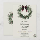 Holiday Party Invitation Elegant Christmas Wreath Kaart (Voorkant / Achterkant)