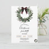 Holiday Party Invitation Elegant Christmas Wreath Kaart (Staand voorkant)
