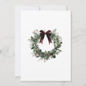 Holiday Party Invitation Elegant Christmas Wreath Kaart (Achterkant)