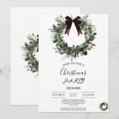 Holiday Party Invitation Elegant Christmas Wreath Kaart (Voorkant / Achterkant)