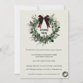 Holiday Party Invitation Elegant Christmas Wreath Kaart (Voorkant)