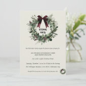 Holiday Party Invitation Elegant Christmas Wreath Kaart (Staand voorkant)