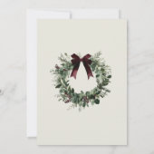 Holiday Party Invitation Elegant Christmas Wreath Kaart (Achterkant)