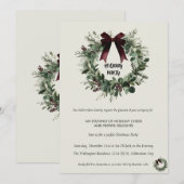 Holiday Party Invitation Elegant Christmas Wreath Kaart (Voorkant / Achterkant)