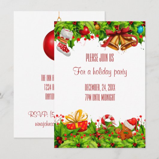 Holiday Party Invitation Kaart (Voorkant / Achterkant)