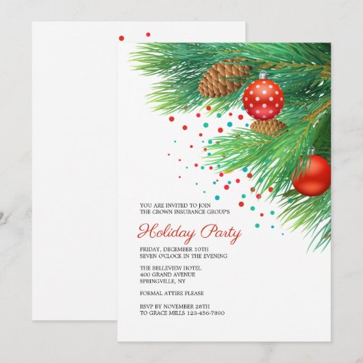 Holiday Party Invitation Kaart (Voorkant / Achterkant)