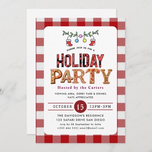 Holiday Party Invitation Kaart (Voorkant / Achterkant)