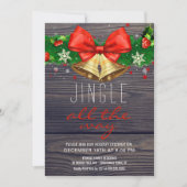 Holiday Party Jingle All Way Gold Bells Rustic Kaart (Voorkant)