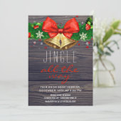 Holiday Party Jingle All Way Gold Bells Rustic Kaart (Staand voorkant)