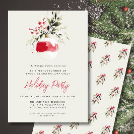 Holiday Party Modern Minimal Watercolor Ornament Feestdagenkaart