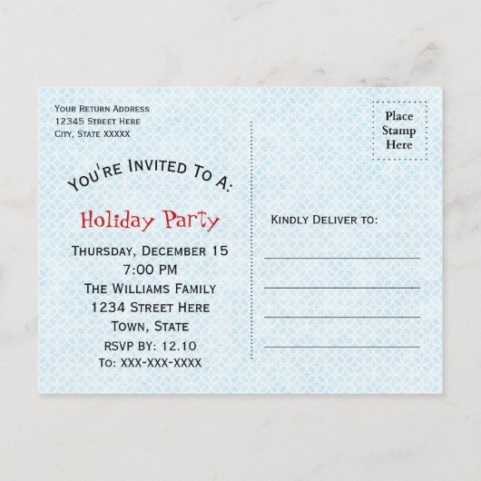 Holiday Party Snowflakes Bewaar de datum Aankondigingskaart (Achterkant)