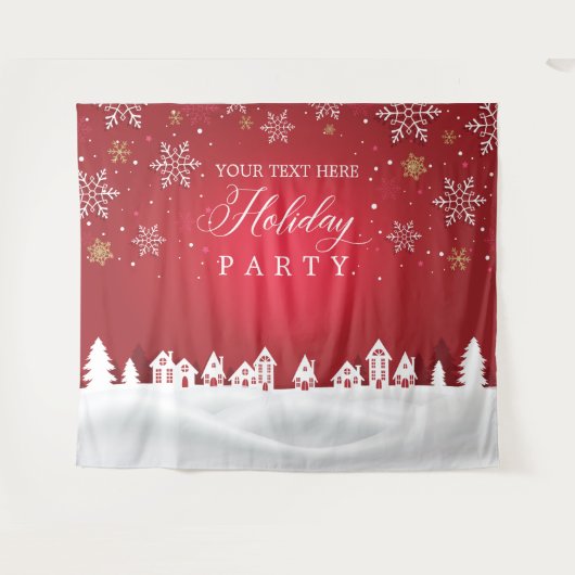 Holiday Party snowflakes photobooth backdrop Wandkleed (Voorkant (horizontaal))