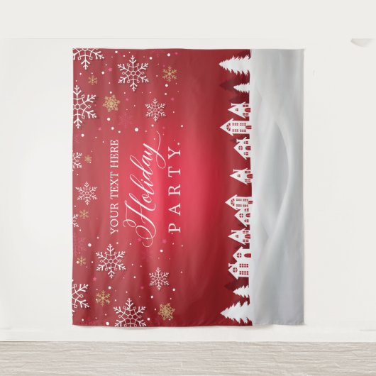 Holiday Party snowflakes photobooth backdrop Wandkleed (Voorkant)