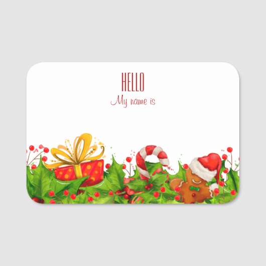 Holiday Party Uitnodiging HALLO naamlabels Naamplaatje (Voorkant)