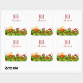 Holiday Party Uitnodiging HALLO naamlabels Vierkante Sticker (Vel)