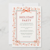 Holiday Party Winter Red Bow Botanical Holiday Kaart (Voorkant)