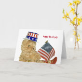 Holiday Patriotic Teddy Bear Kaart (Gele Bloem)
