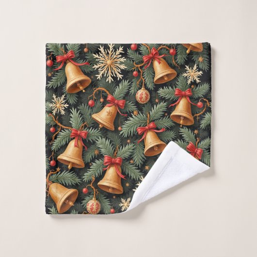 Holiday pattern, Christmas Bells with Snowflakes, Washandje (Wasdoekje)