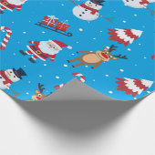 Holiday Pattern Santa Reindeer Snowman Cadeaupapier (Hoek)