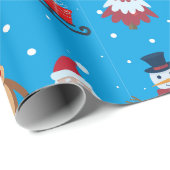 Holiday Pattern Santa Reindeer Snowman Cadeaupapier (Rol Hoek)