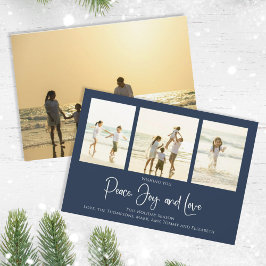 Holiday Peace Joy Love Elegant Snowflakes 4 Foto Feestdagenkaart