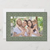 Holiday Peace Joy Love Green Snowflake 1 foto Feestdagenkaart (Voorkant)