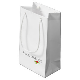 Holiday Peace Love Joy kerstHolly Text Klein Cadeauzakje