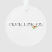 Holiday Peace Love Joy Mistletoe Kerstmis Holly Ornament (achterkant)