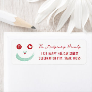 Holiday Peace Love Joy Smiley Face Return Address Etiket