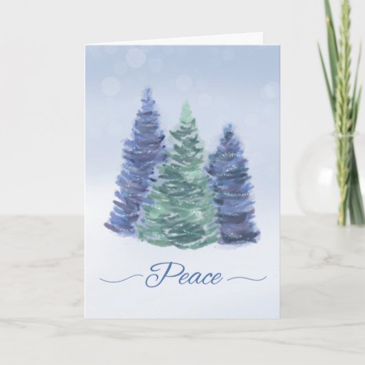 Holiday Peace met Evergreen Trees Kaart (Voorkant)