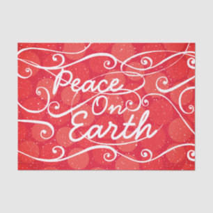 Holiday Peace on Earth Typografie Red White Tissuepapier