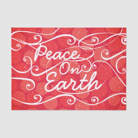 Holiday Peace on Earth Typografie Red White Tissuepapier (Voorkant)